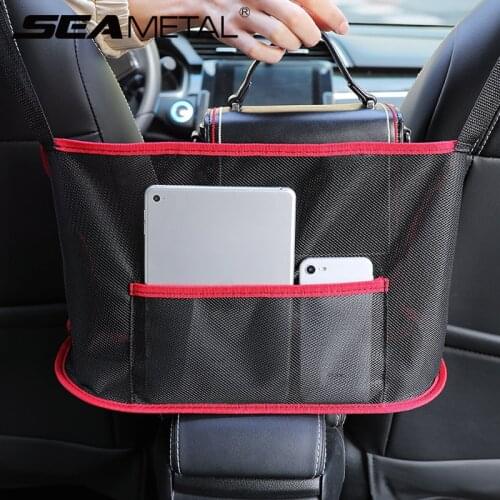 Car Handbag Holder Interior Auto Seat Middle Storage Bag Car Nets Handbag Support Automobiles Seat Storage Net Mesh Accessories