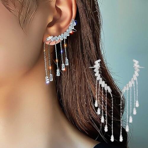 Long Wings Tassel Earrings Female New Zircon Exquisite Crystal Pendant Ear Accessories For Wedding Bride