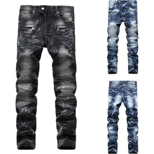 Jeans Men Elastic Waist Skinny Jeans Men 2021 Stretch Ripped Pants Streetwear Mens Denim Jeans Blue Black Мужские Джинсы