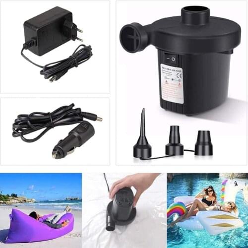 DC 5V Electric Air Pump Rubber Boat Bed Sofa Floating Row Inflate Pumps Car Inflator with 3 Nozzles For Camping Life Buoy Boat