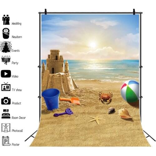 Summer Party Sunset Beach Seaside Sand Photography Backdrops For Baby Kid Portrait Ball Starfish Photographic Backgrounds Props