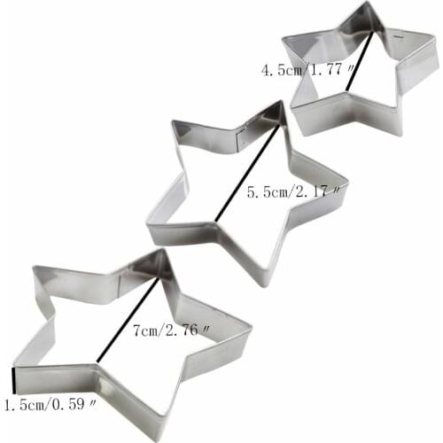 3pcs Star Shape Fruit Vegetable Cut Mould Gift Decorating Fondant Cutters Tool Cookies And Muffins Craft Molds