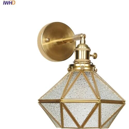 IWHD Japan Diamond Glass Wall Lights For Home Switch Bedroom Bathroom Mirror Light Nordic Modern Copper LED Wall Lamp Sconces