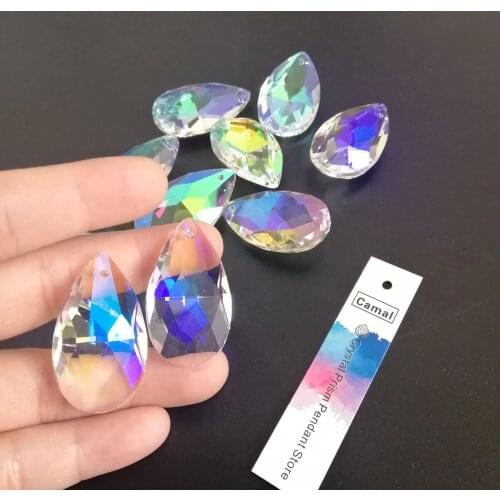 Camal 5Pcs AB Color Glass 38mm Teardrop K9 CRYSTAL Beads DIY Chandelier Pendant Part Lamp Prisms Jewellery Hanging Decoration