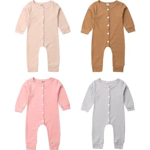 Pudcoco US Stock 4 Colors 0-24M Newborn Baby Girls Boys Romper Solid Long Sleeve Cotton Jumpsuit Autumn Outfits Sunsuit Clothes