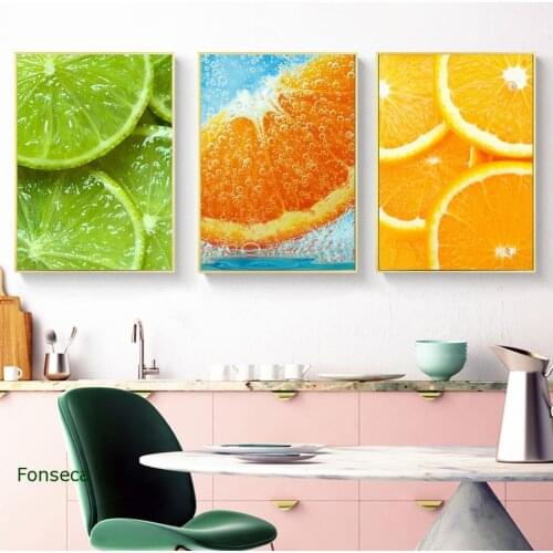 Colourful Fruits Wall Art Canvas Painting Fresh Apple Orange Strawberry Picture Modern Kitchen Poster Home Decoration