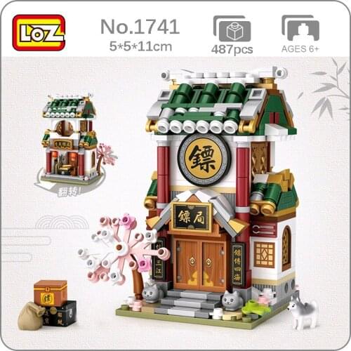 LOZ 1741 Architecture City Street Chinatown Post Office Express 3D Model DIY Mini Blocks Bricks Building Toy for Children no Box