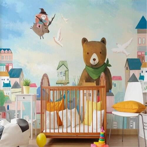Milofi custom 3D wallpaper mural little bear little house childrens room background wall for living room bedroom decoration wal