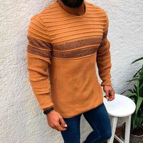 2020 Fashion Designs Ginger Thick Mens Winter Warm Sweater Acrylic Round Neck Top Pullover Retro Casual Knit Sweater For Men