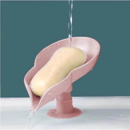 Leaf Shaped Soap Holder Shower Soap Shelf Bath Soap Box Vertical Suction Cup Laundry Soap Dish Storage Tray Bathroom Rack