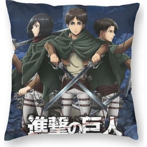 Attack On Titan Anime Cushion Cover Print Shingeki no Kyojin Throw Pillow Case for Living Room Fashion Pillowcase Home Decor