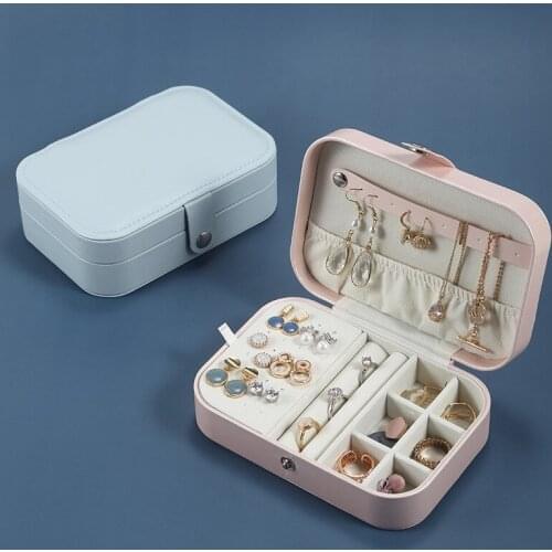 VoltaBox 2021 New Simple Solid Color Leather Jewelry Storage Box Necklace Organizer Earring Organizer