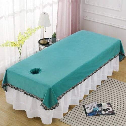 New Crystal Velvet Beauty Massage Bed Sheet Cosmetic Salon Bedspread Body SPA Table Cover Lace Soft Sheets with Hole 120*220cm