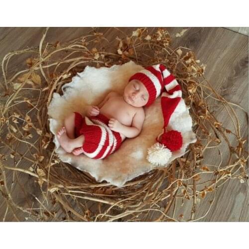Newborn Photography Props Newborn Santa set , kintting long tail hat and pants Christmas photo prop newborn Christmas hats