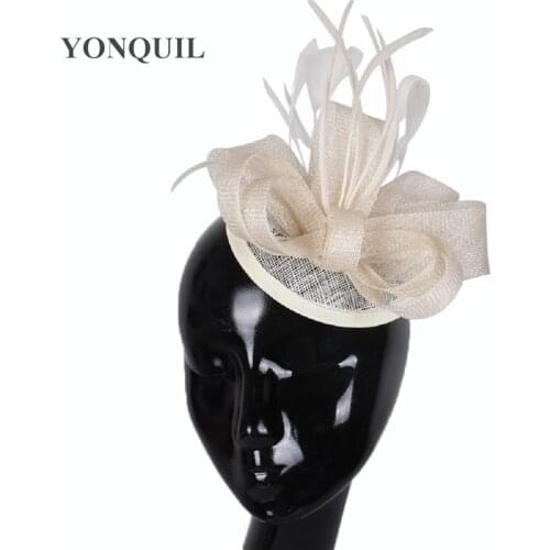 Charming Multiple Color Sinamay Fascinator Wedding Base Hat Bridal Hair Accessories Elegant Party Feather Adorn Headwear SYF101