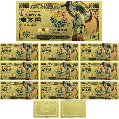 Tokyo World Flags Japan Card Japan Gold Banknote Souvenir Gold Plastic Cards for Collection Drop Shippong