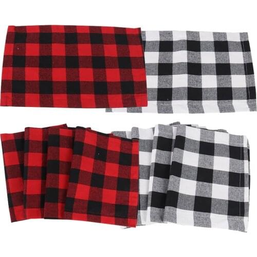 Christmas Decorations Buffalo Plaid Placemat Red/Black Dinner Table Mat Christmas Decorations for Home Navidad New Year 2021