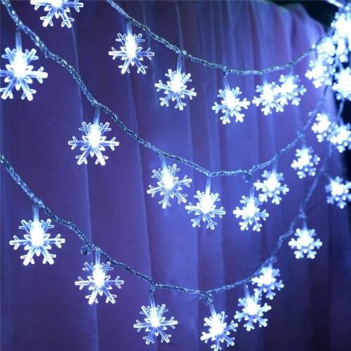 LED Snowflake String Lights Snow Fairy Garland Decoration for Christmas tree New Year Room Valentines day Battery Plug Operated