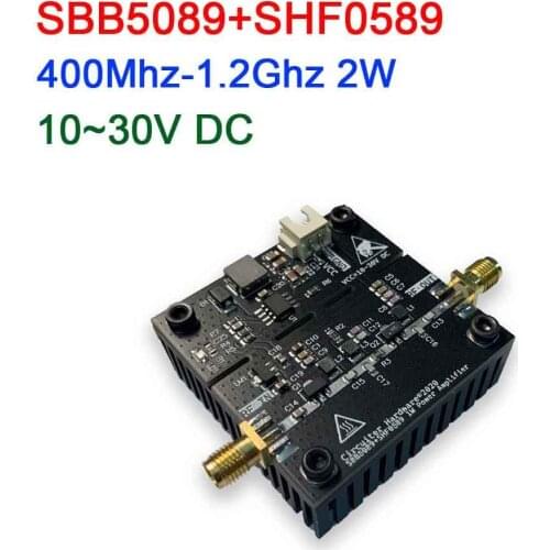SBB5089 + SHF0589 40Mhz~ 1200Mhz 2W RF power Amplifier For Ham Radio HF VHF UHF FM transmitter 315MHZ 433MHZ