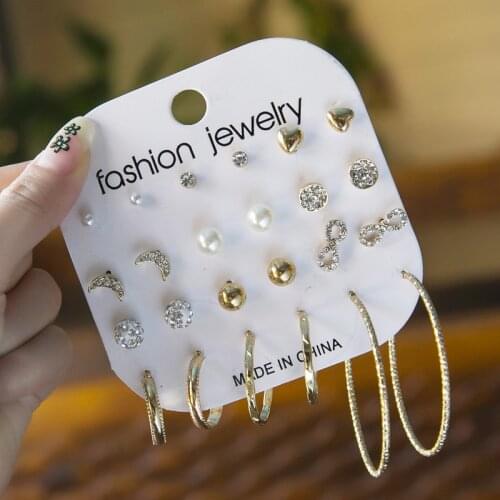 12 Pairs Fashion Ear Studs Hoop Earrings For Women Gold Big Small Hoop Earrings Wedding Party Engagement Daily Jewelry