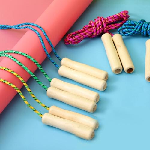 Wooden Handle Skipping Rope 2.5M for Students Fitness Training Sport Game