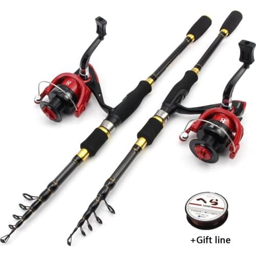 1.8m2.1m2.4m2.7m Rod Reel Combos Telescopic Spinning lure rod and Reel Set 7-28g fast Beginner fishing Pikes fish Trout Rod