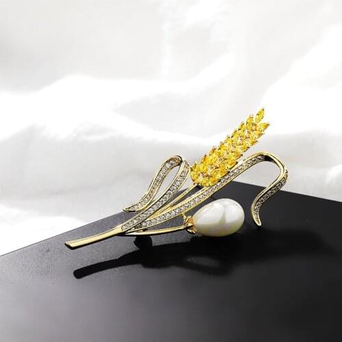 High-end wheat ear corsage brooch summer plant pin ladies suit jacket jewelry accessories