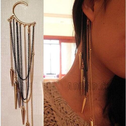 Pendientes Mujer Moda 2018 Fashion Jewelry New Long Tassel Korean Earrings Brinco Ear Cuff Earrings For Women Clip On Earrings