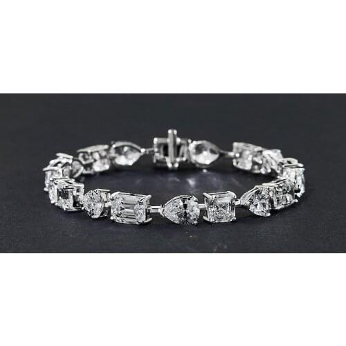 Luxury 100% 925 Sterling Silver Charm Bracelets Simulated Moissanite Girls Handmade Wedding Engagement Gift Wholesale