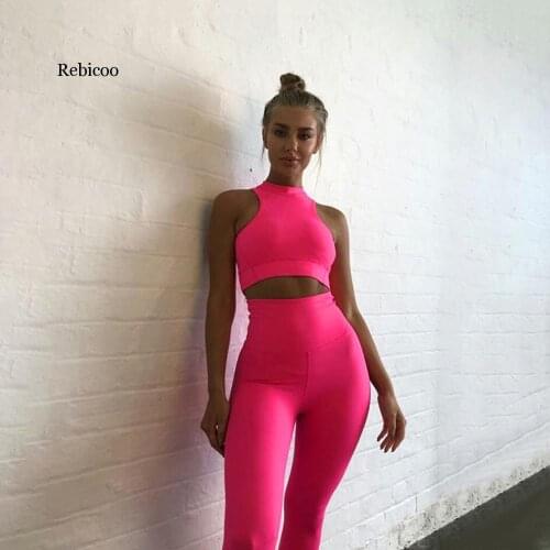 Two piece outfits Womens suit European and American autumn winter new vest color sport suit Knitted lady clothing sweatsuit