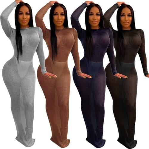 Ladies long dress ladies high split fork sexy open back mesh see-through long dress slim fit tight-fitting club party dress