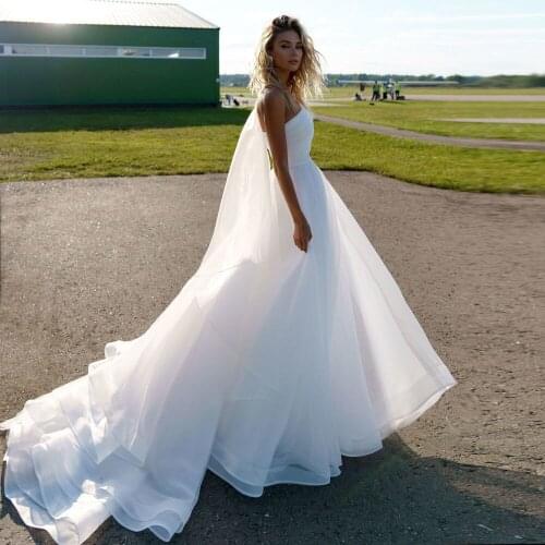 Jiyigong White/ Ivory Wedding Dresses Elegant One Shoulder Ruched Pleats Organza A Line Robe De Mariee Bridal Dress