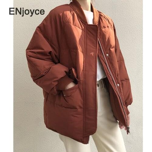 2020 Winter New Women Thick Coat Stand Collar Women Baseball Jacket Oversize Loose Coat Outerwear Female Warm Streetwear