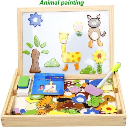 13 style Wooden Toys Magnetic Puzzle Drawing Board Puzzle 3D Puzzle Drawing Board Children Learning Educational Preschool Toys