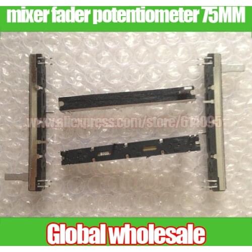 4pcs mixer fader potentiometer 75MM long / double B10K dual-channel linear slide potentiometer