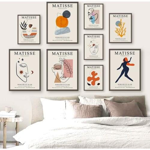 Abstract Girl Lines Wall Art Canvas Painting Nordic Botanical Leaf Poster And Print Vintage Style Pictures For Living Room Decor