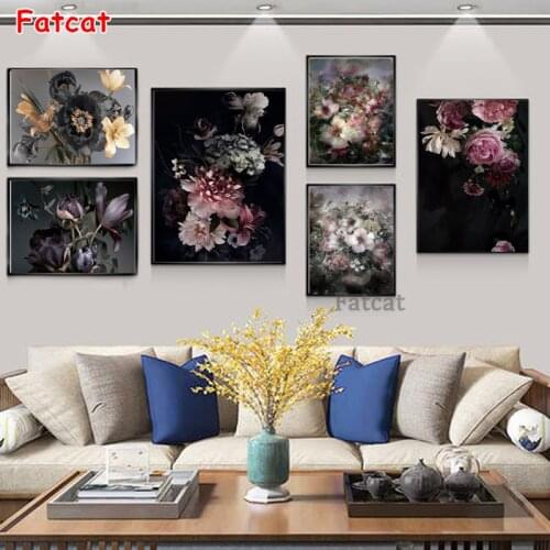 Diamond Painting Full Square Classical Multicolor Flower Plant 5d Diamond Embroidery for Retro Minimalist Living Room PP471