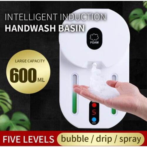 600ml Automatic Sensor Soap Dispenser USB Charging Intelligent Induction Hand Sanitizer Spray Liquid Foam For Kitchen Bathroom