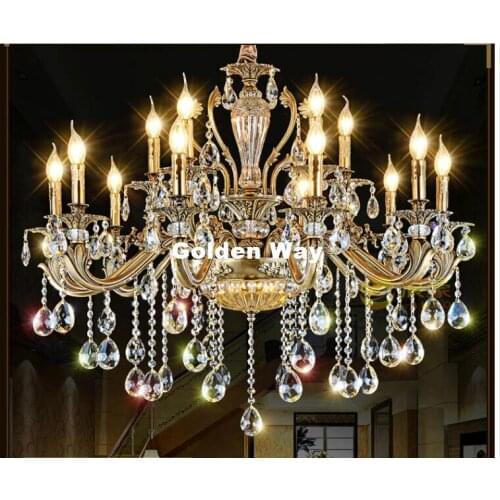 Free Shipping Crystal Lights Chandeliers Bronze Color Pendant Lamp Dining Room Living Lobby lamp Lighting E14 LED AC Candle Bulb