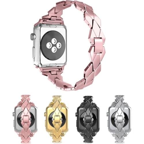Stainless Steel Rhombus Design Strap Bracelet For Apple Watch band 38mm 42mm 44mm 40mm Metal Bracelet For iwatch band 6 SE 5 4 3