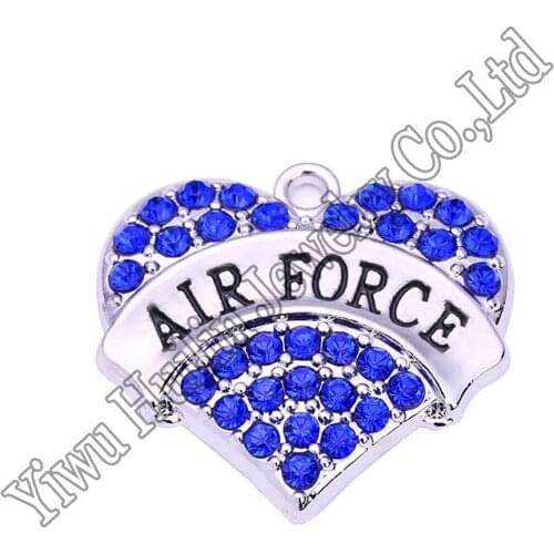 Air Force Blue Crystal Heart Charm Only Jewelry Assembly Beads Craft Supplies