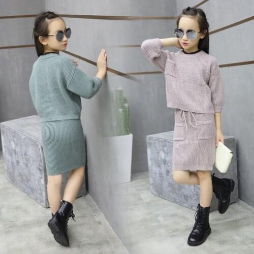 Girls child sweater set 2016 autumn and winter child yarn shirt short culottes childrens clothing twinset