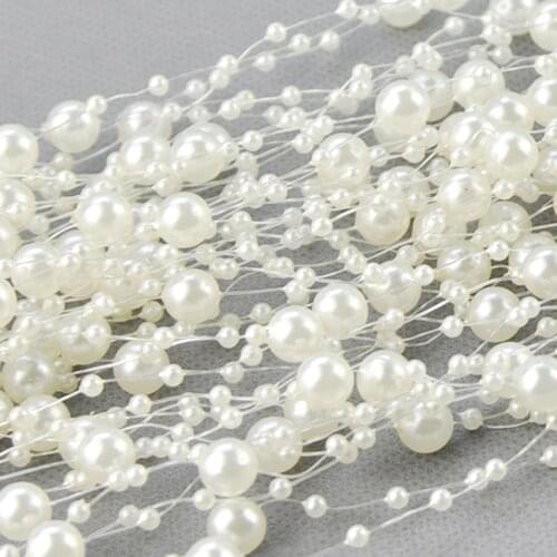 H606 5 Meters 8+3mm Fishing Line Artificial Pearls Beads Chain String Garland Flowers DIY Wedding Party Decoration Supply