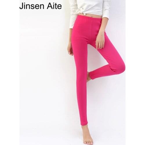 Jinsen Aite Plus Size 3XL-5XL Bamboo Fiber Thick Fleece Warm Leggings Women New Autumn Winter Solid Cotton Legging Pants JS324