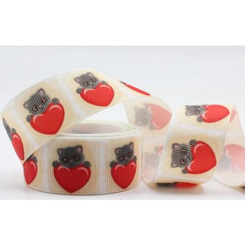 Cute Cat Pattern Printed Grosgrain Ribbon 1-1/2'' Design Custom ​Cartoon Logo for Hair Bows Sewing DIY Handmade Materials
