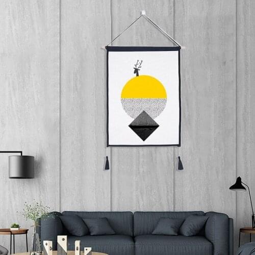 Hot YO-Nordic Macrame Wall Hanging Tapestry Geometric Cotton Linen Wall Art Background Cloth Home Decor Tapestry 45X65cm