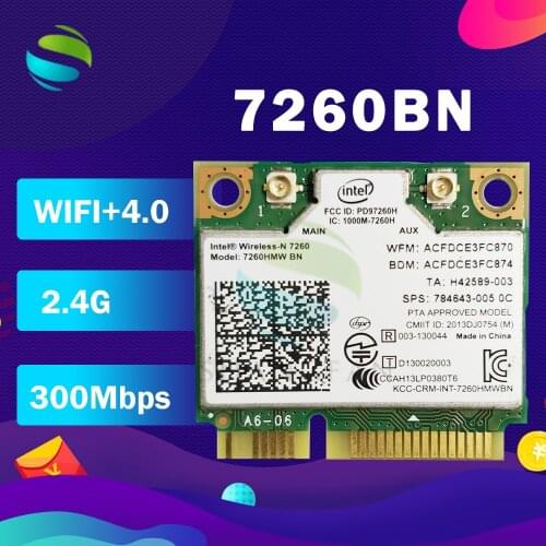 Mini pci-e Wifi card for Intel Wireless-N 7260 7260HMW 7260BN BT4.0 wireless card