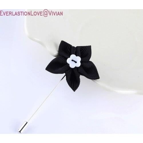 Fashion black fabric Ribbon star brooch Jewelry Vintage DIY Brooches Pins For Women Men Suit Collar Dress Pin accessories Dress