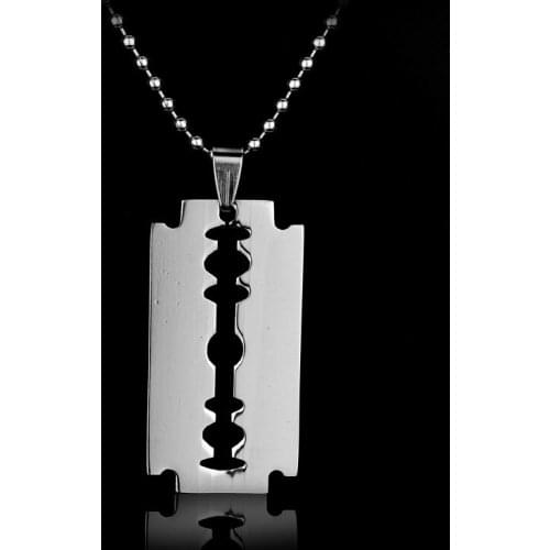 Fashion Personality Razor Blade Necklace Mens Necklace Gothic Necklace and Silver Color Pendant Jewelry Anniversary Gift