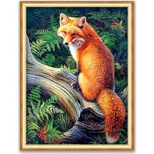 Animal Fox DIY Embroidery Cross Stitch 11CT Kits Needlework Craft Set Printed Canvas Cotton Thread Home Decoration Hot Sell Room